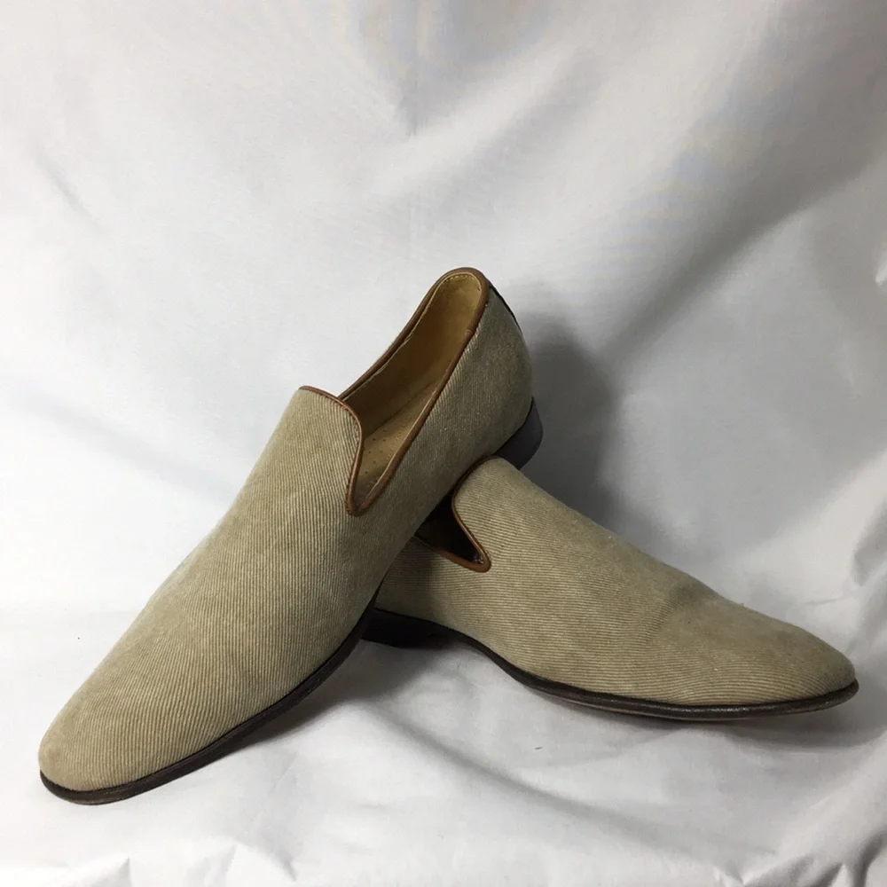 Donald J. Pliner Mens Fabric & Leather Slip-On Loafers Size 8 Like-NEW Condition